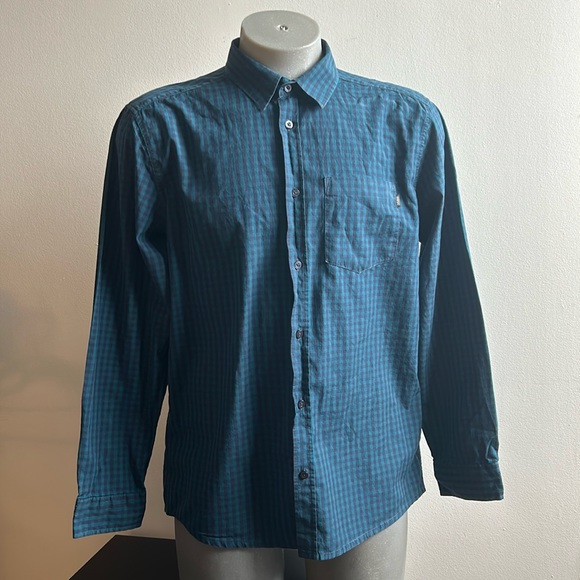 Blue Plaid Wesc Button Down Shirt XL - Picture 2 of 9